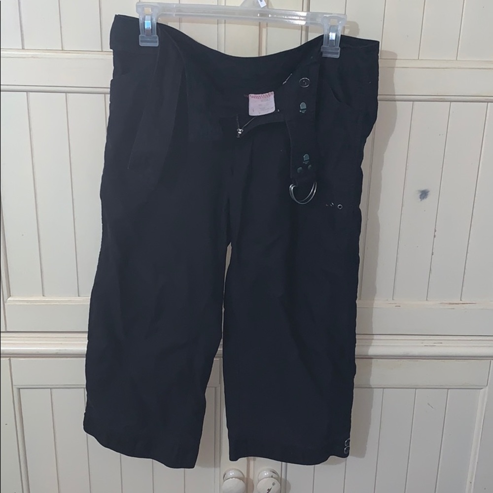 Free People Black Metal-Accent Capris